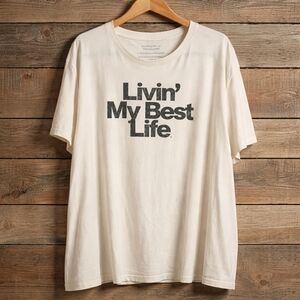 156 Torrid 4 4X Cream Graphic Tee - Livin' My Best Life